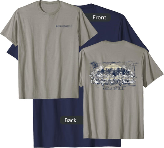 Margaritaville Changes in Latitudes, Changes in Attitudes Heather Grey Women's Classic Fit Cotton/Polyester Blend T-Shirt - T-Shirt | Navy