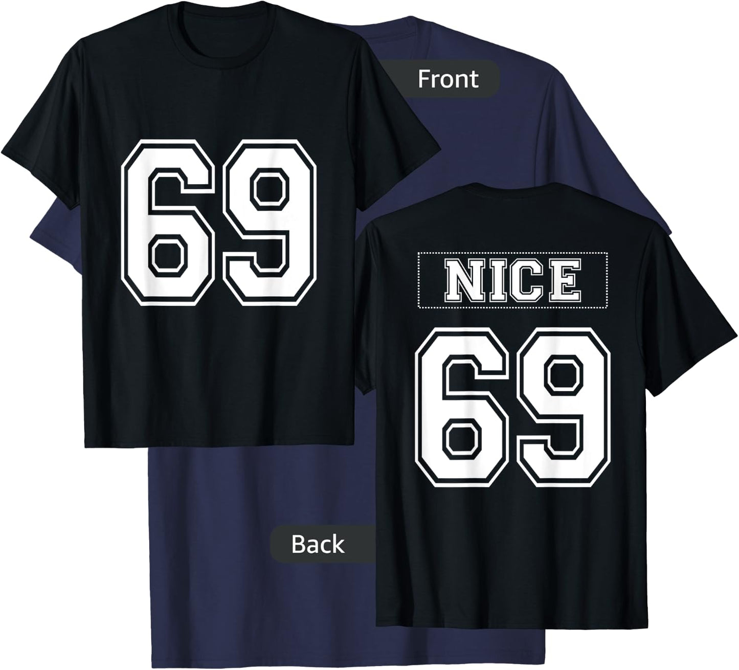 69 Nice - Mock Football Sports Jersey - White Text T-Shirt - T-Shirt | Navy