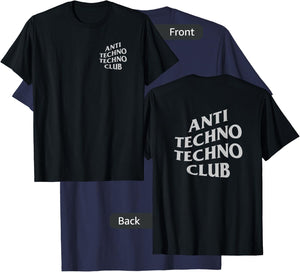 Anti Techno Techno Club Silver Gray Logo EDM Music Festival T-Shirt - T-Shirt | Navy