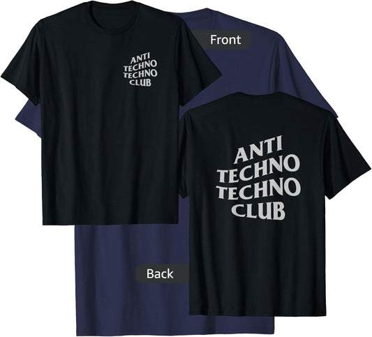 Anti Techno Techno Club Silver Gray Logo EDM Music Festival T-Shirt - T-Shirt | Navy