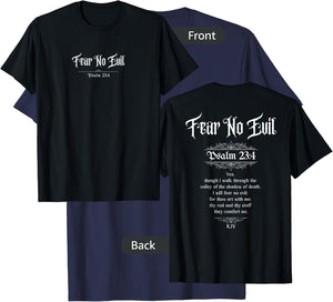 Jedidiah Sousa Fear No Evil Psalm 23:4 Women's Black Cotton T-Shirt - T-Shirt | Navy
