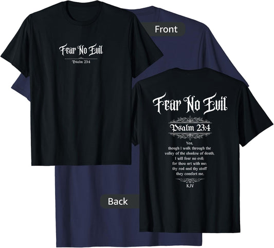 Jedidiah Sousa Fear No Evil Psalm 23:4 Women's Black Cotton T-Shirt - T-Shirt | Navy