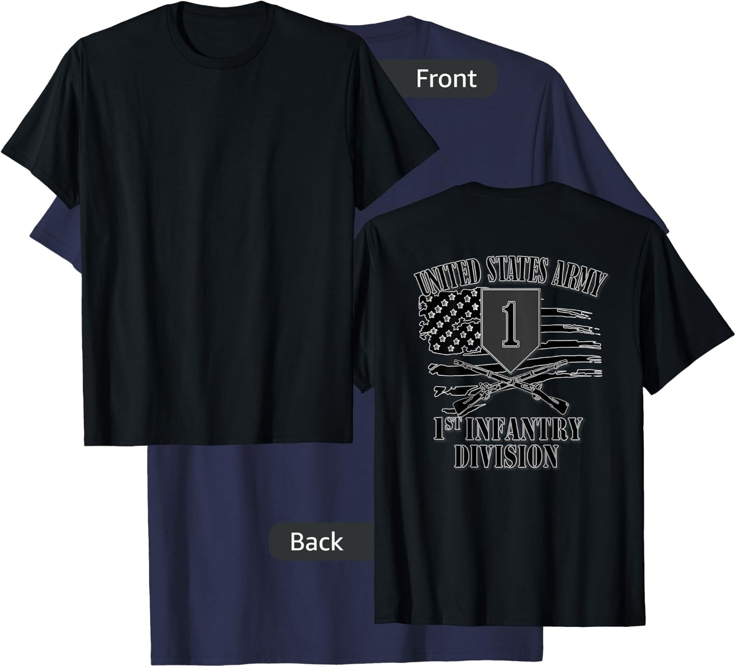 U.S. Army 1st Infantry Division (Back Design) T-Shirt - T-Shirt | Navy