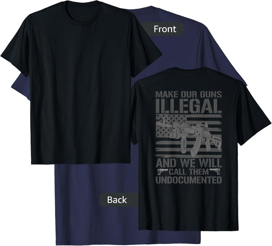 Funny Gun Owner 2nd Amendment Humor Saying (on back) T-Shirt - T-Shirt | Navy