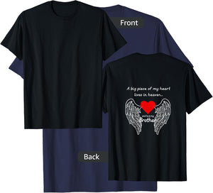 A Big Piece of My Heart Lives in Heaven and He is My Brother T-Shirt - T-Shirt | Navy