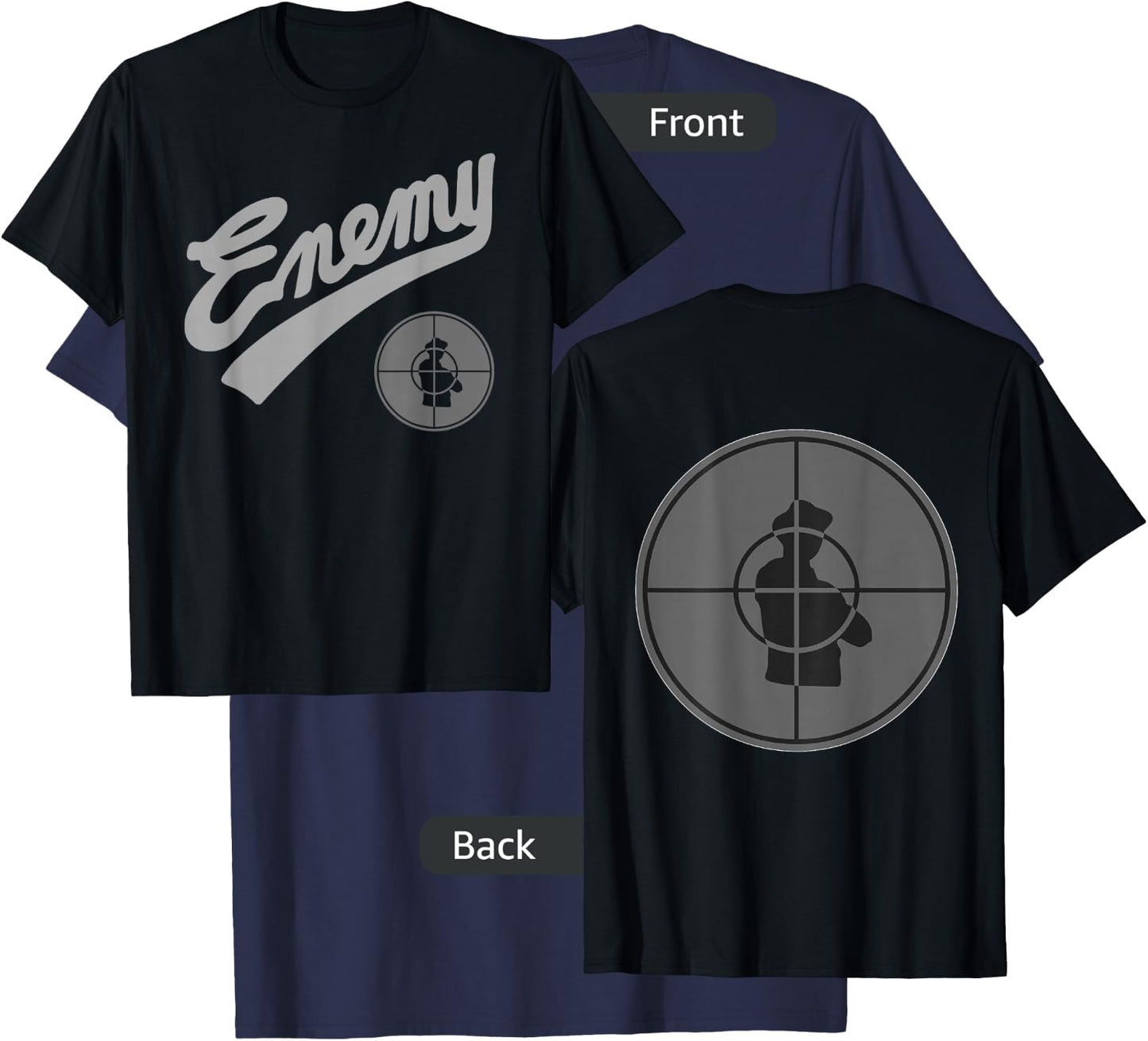 Public Enemy Official Enemy Target Black & Grey T-Shirt - T-Shirt | Navy