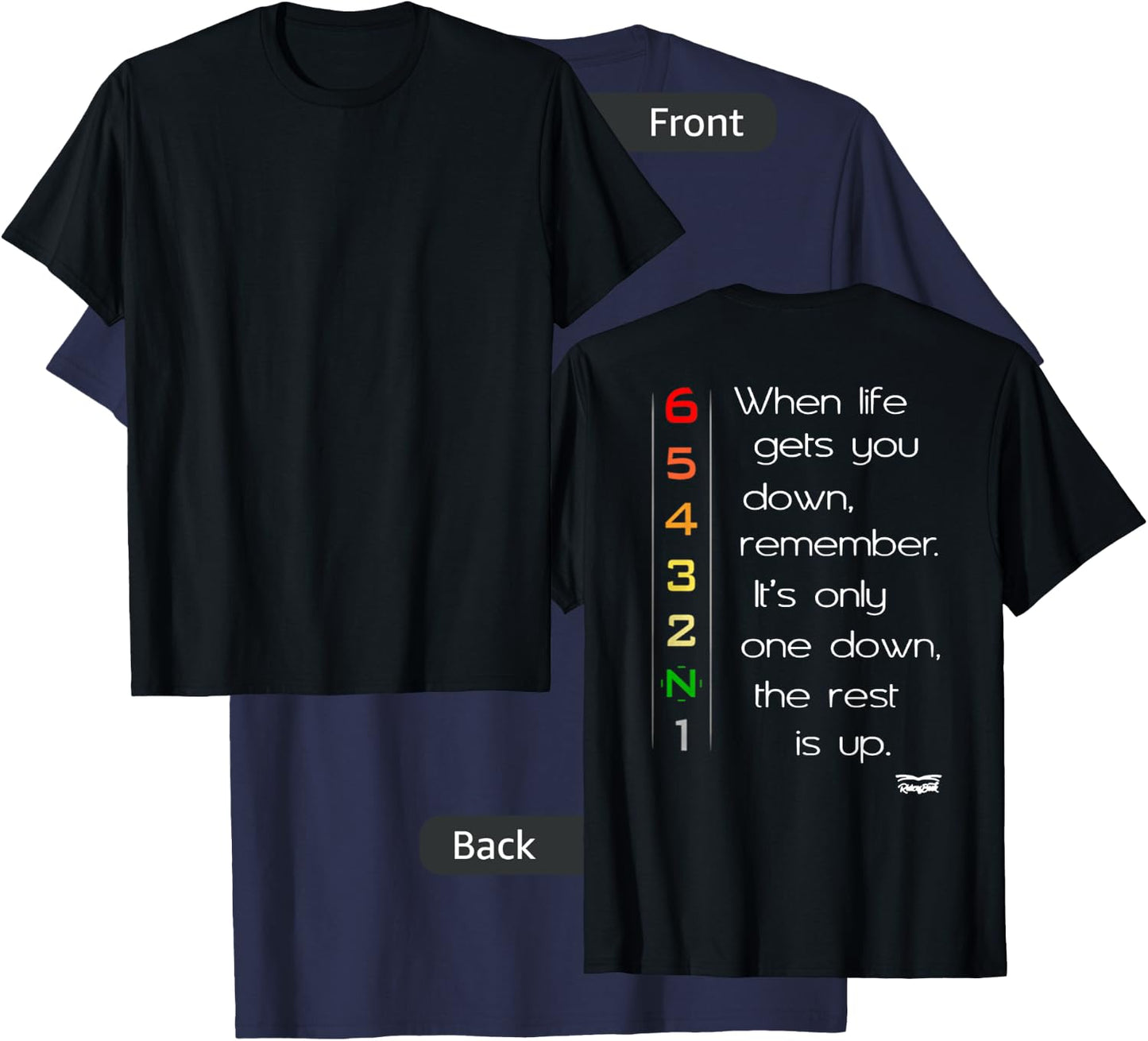 When life gets you down Motorcycle Motorbike Gears On Back T-Shirt - T-Shirt | Navy