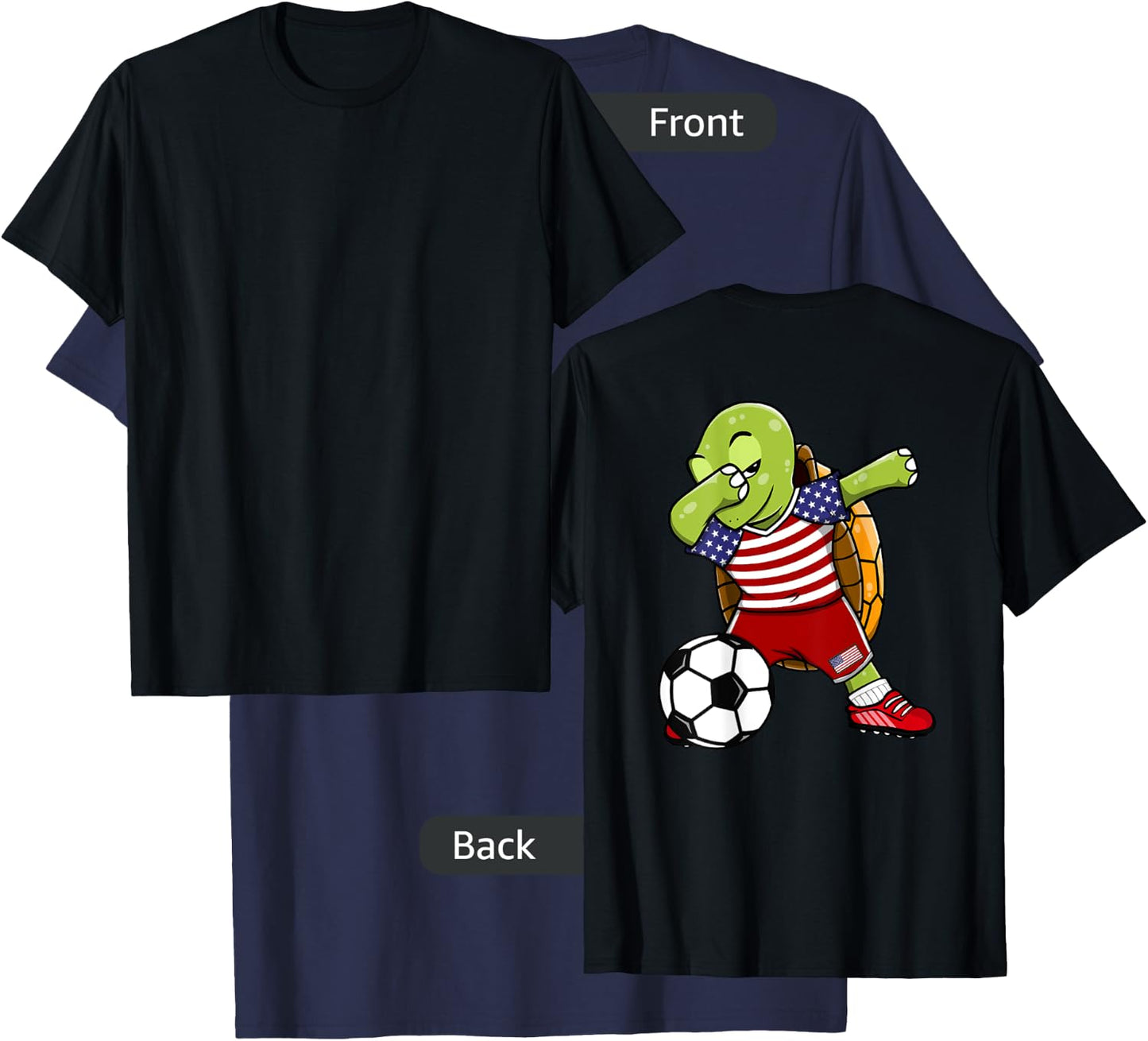 Dabbing Turtle America Soccer Fans US Flag Football Lovers T-Shirt - T-Shirt | Navy