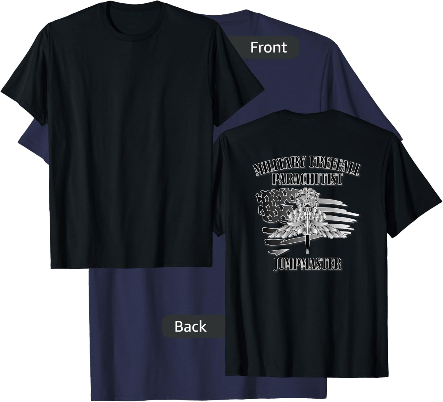 Military Freefall Parachutist- Jumpmaster (Back Design) T-Shirt - T-Shirt | Navy