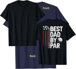 Golf Best Dad By Par Daddy Golfer American Flag On Back Men T-Shirt - T-Shirt | Navy