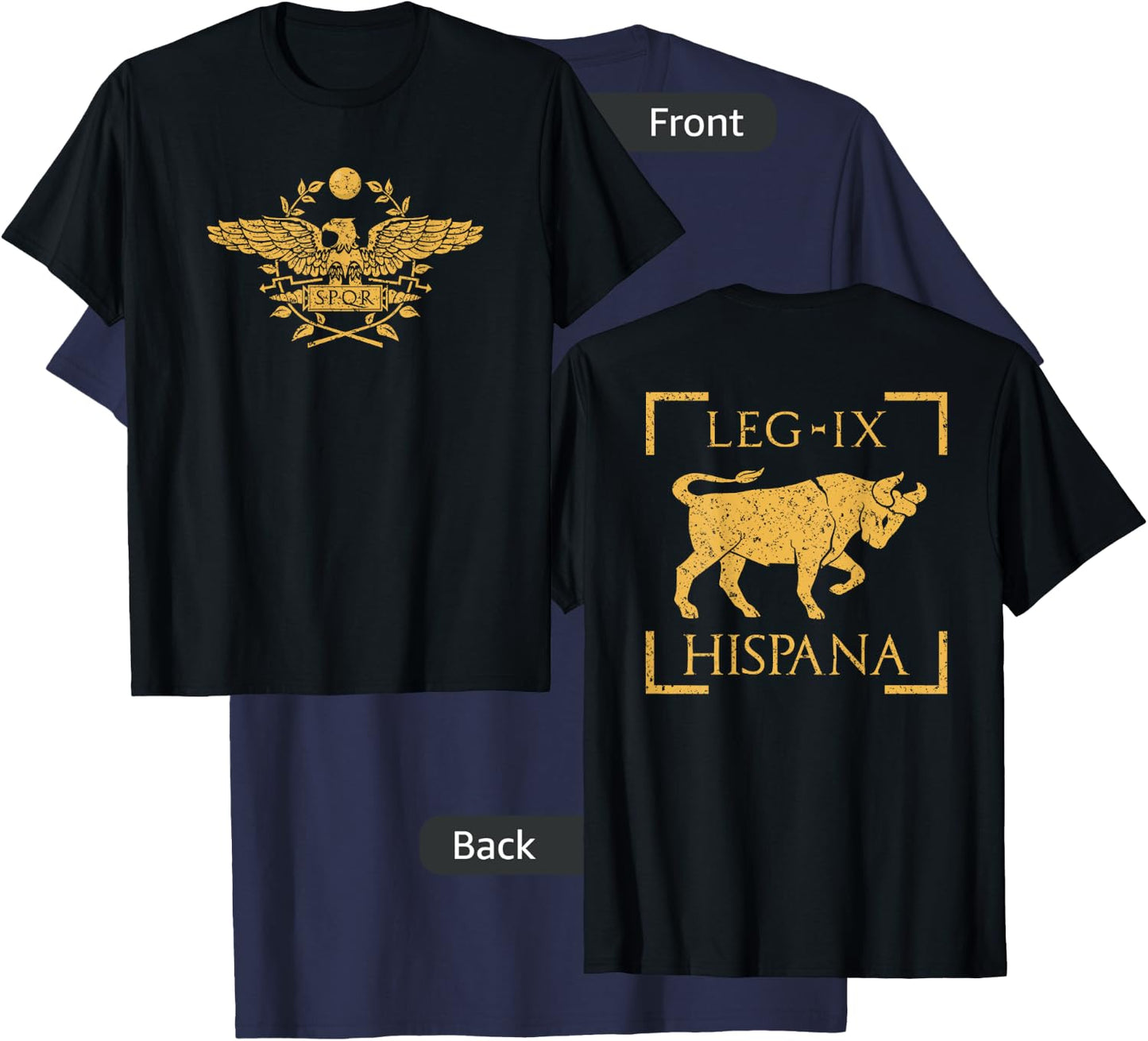 Legio IX Hispana Taurus Emblem Roman Legion Back Print T-Shirt - T-Shirt | Navy