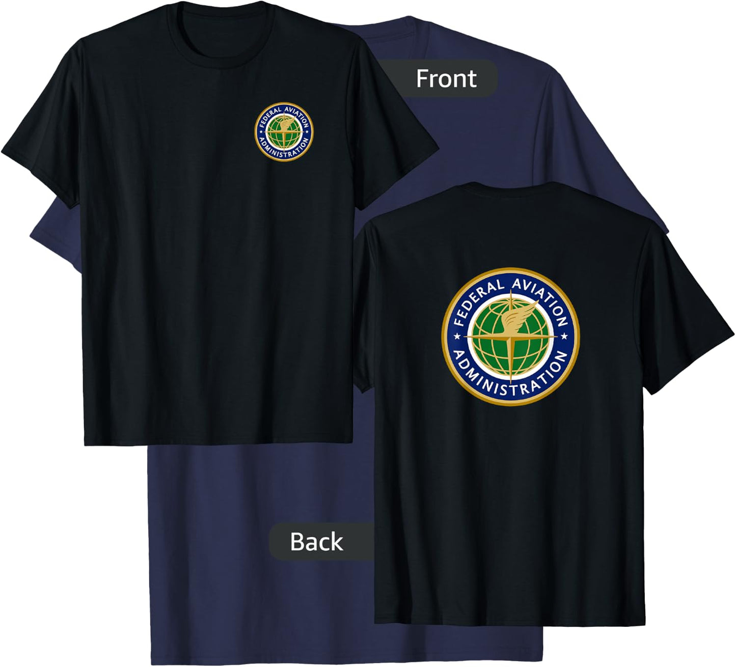 Federal FAA Shirts & Gifts Retired US FAA - Men's Aviation Theme Black Short Sleeve - Small T-Shirt - T-Shirt | Navy