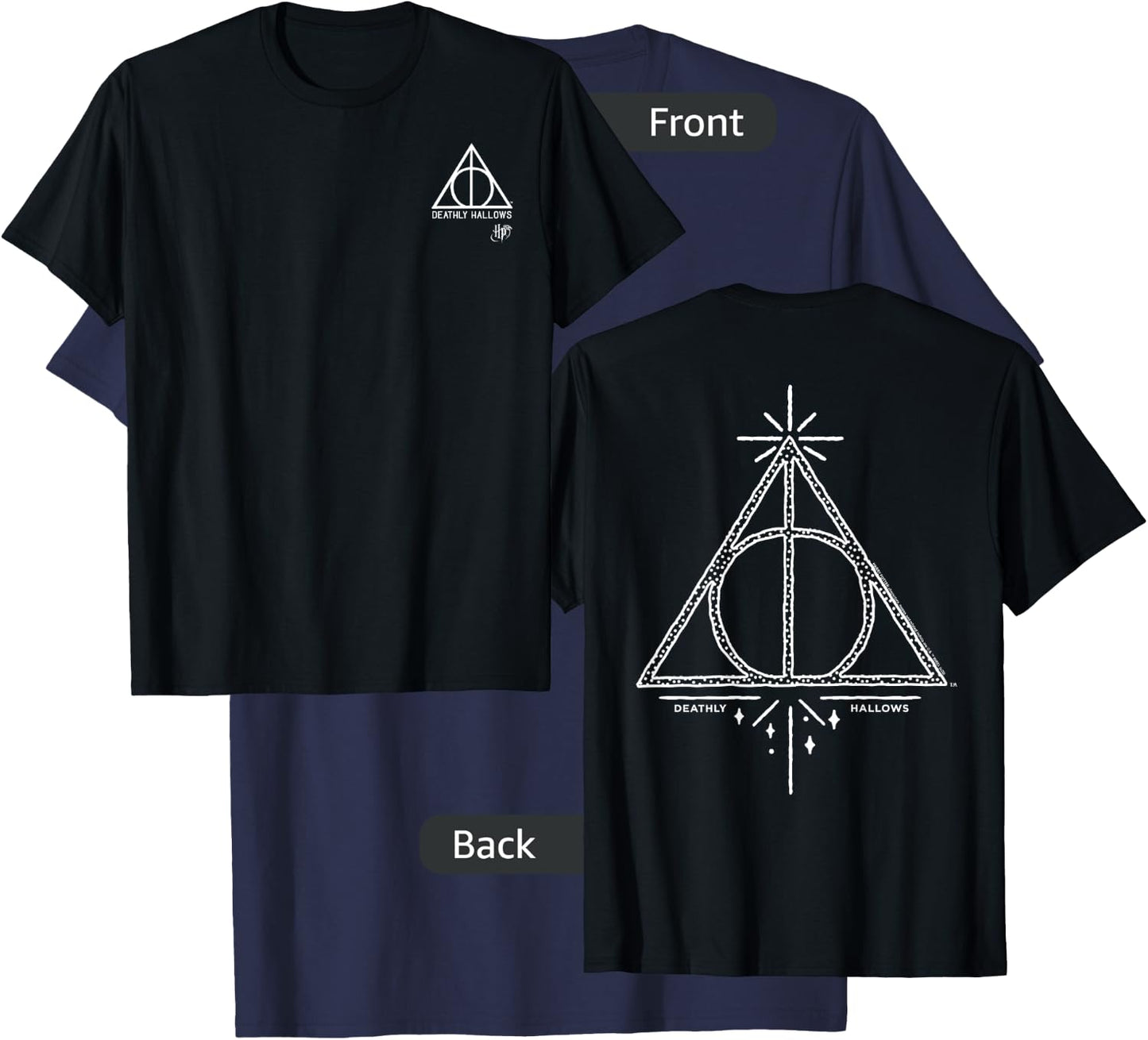 Harry Potter Deathly Hallows Pocket Icon Front & Back T-Shirt - T-Shirt | Navy