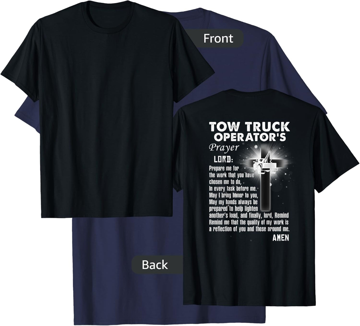 Proud Tow Truck Operator Prayer T-Shirt - T-Shirt | Navy