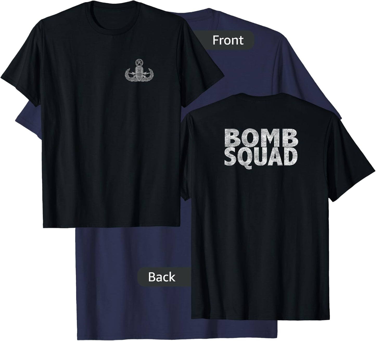 Bomb Squad with Crab Badge EOD T-Shirt - T-Shirt | Navy