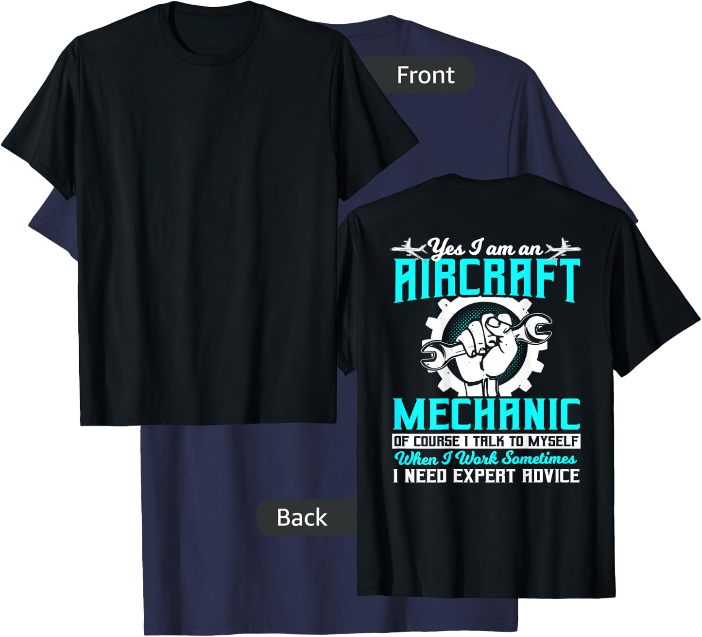 Airplane Mechanic Gift Design On Back Of Clothing T-Shirt - T-Shirt | Navy