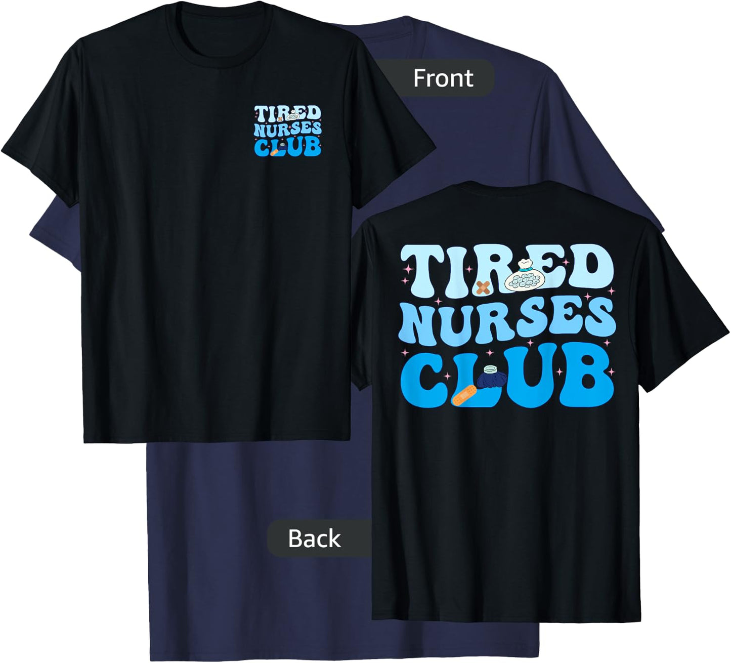 Tired Nurses Club Funny Groovy CRNA RN Future Nursing School T-Shirt - T-Shirt | Navy