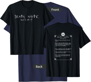 Death Note How to Use It Front and Back Anime T-Shirt - T-Shirt | Navy
