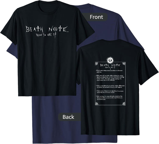 Death Note How to Use It Front and Back Anime T-Shirt - T-Shirt | Navy
