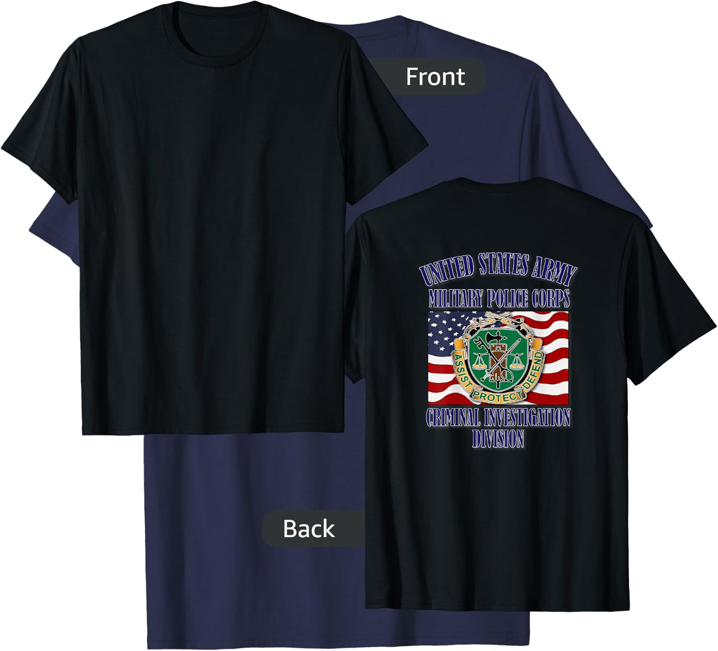 U.S. Army Military Police CID (Back Design) T-Shirt - T-Shirt | Navy