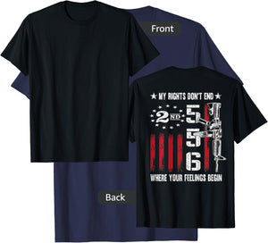 2nd Amendment Feelings America USA Patriotic Funny On Back Small T-Shirt - T-Shirt | Navy