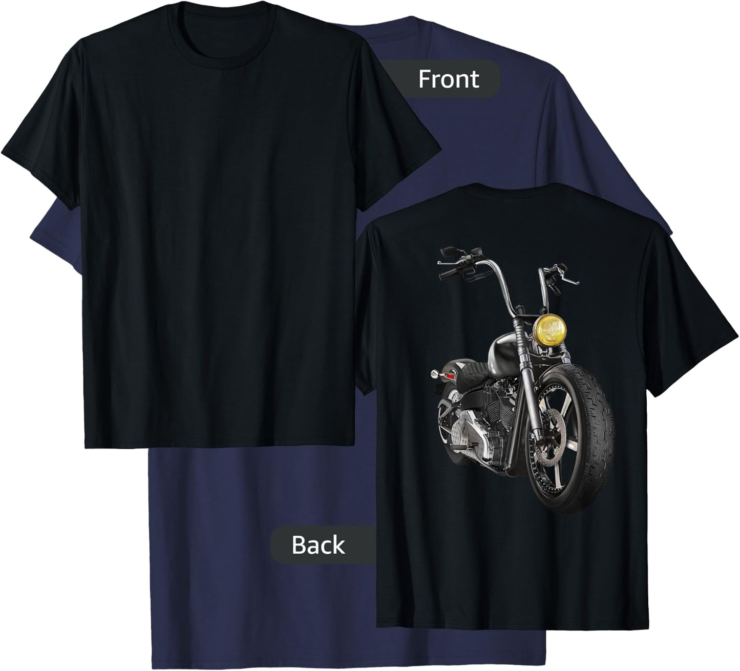 Hand Drawn Chopper Motorcycle T-Shirt - T-Shirt | Navy