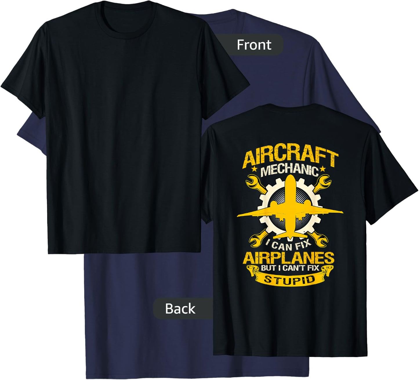 Airplane Mechanic Gift Design On Back Of Clothing T-Shirt - T-Shirt | Navy
