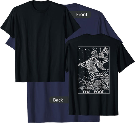 The Fool Tarot Card Halloween Gothic Clothing Back Print T-Shirt - T-Shirt | Navy