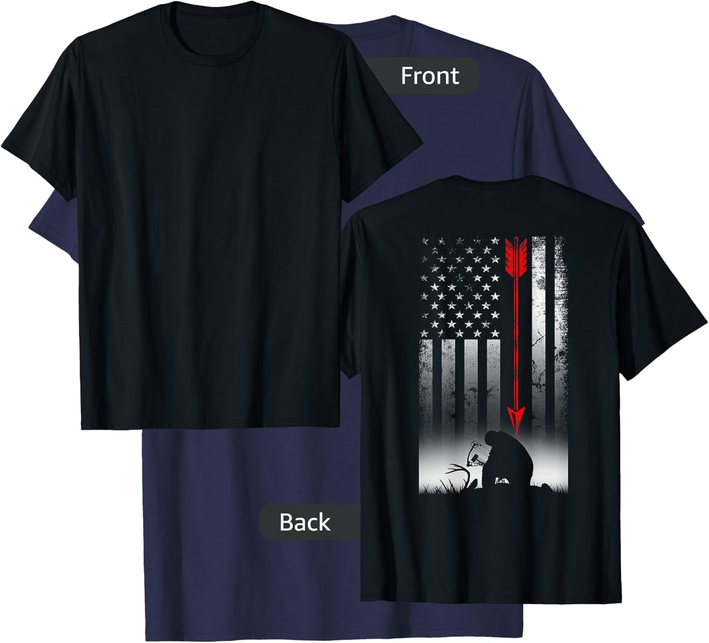 Bow Deer Hunting American Flag Gift Bow Hunting T-Shirt - T-Shirt | Navy
