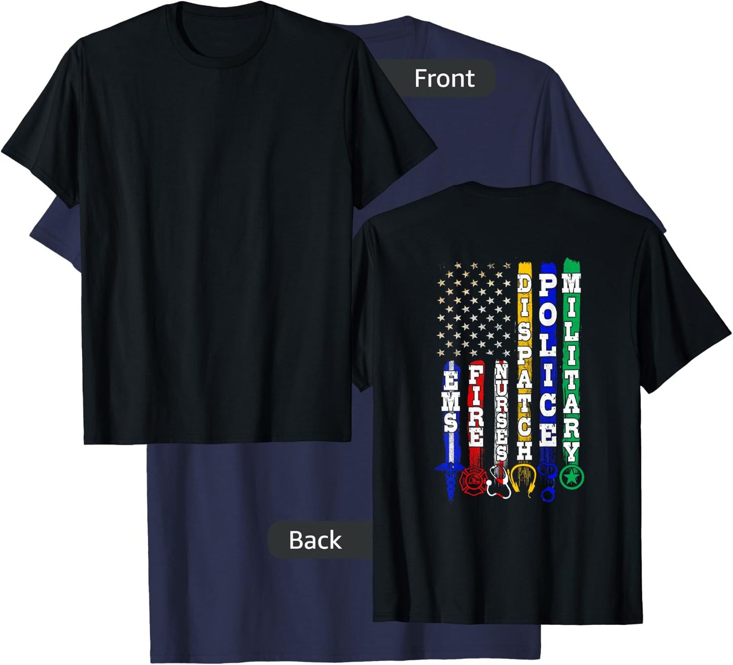 First Responders Design On Back Of Clothing T-Shirt - T-Shirt | Navy
