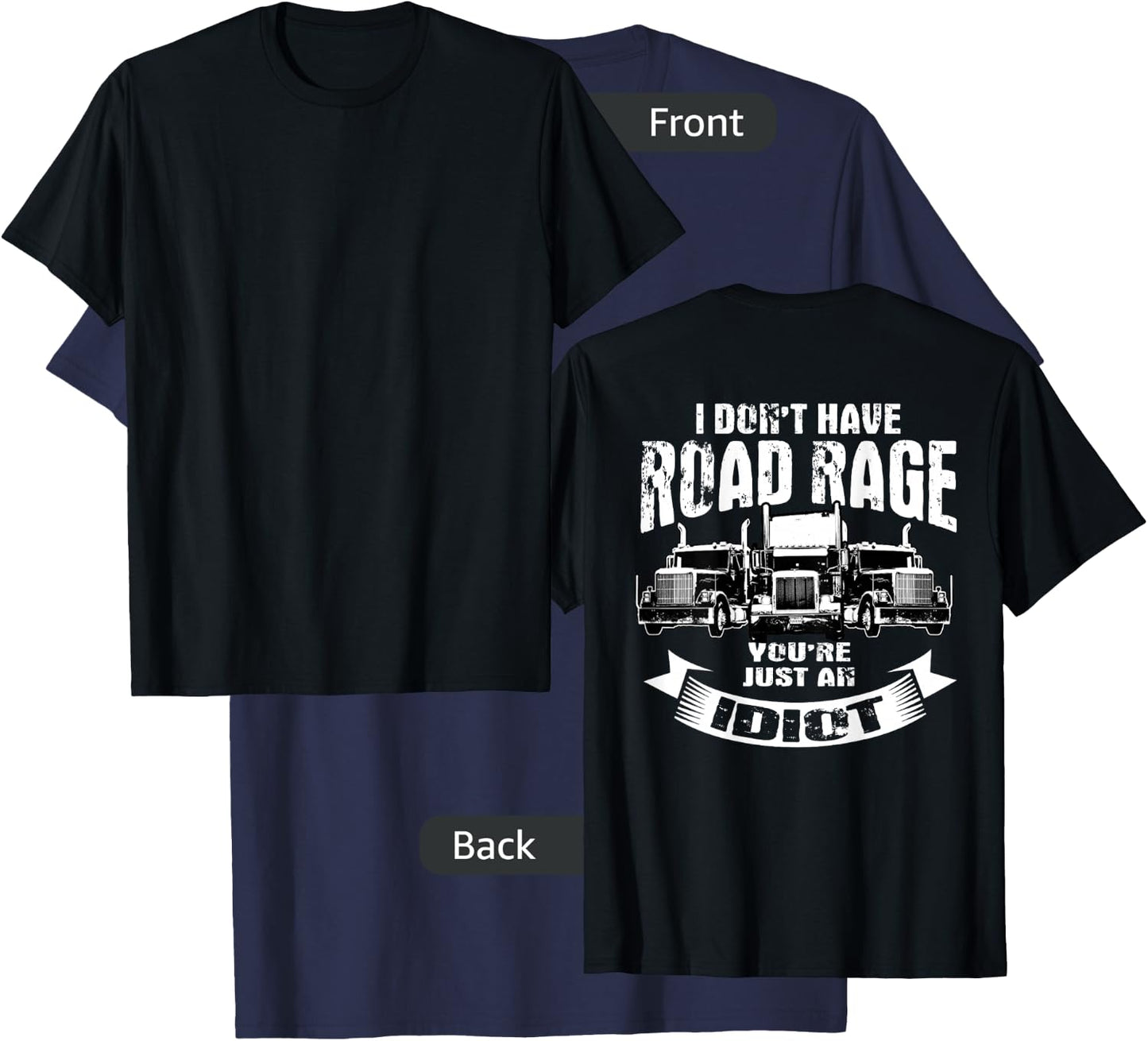 Trucker Gifts Tractor Trailer 18 Wheeler Design On Back T-Shirt - T-Shirt | Navy
