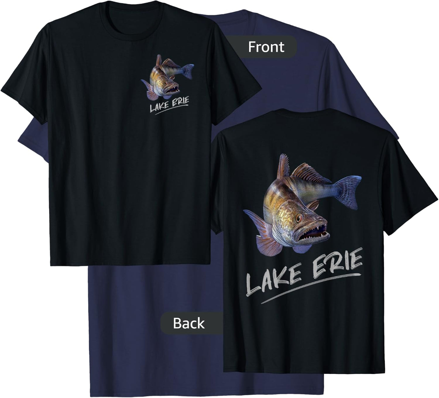 Lake Erie Walleye Fishing Fisherman T-Shirt - T-Shirt | Navy