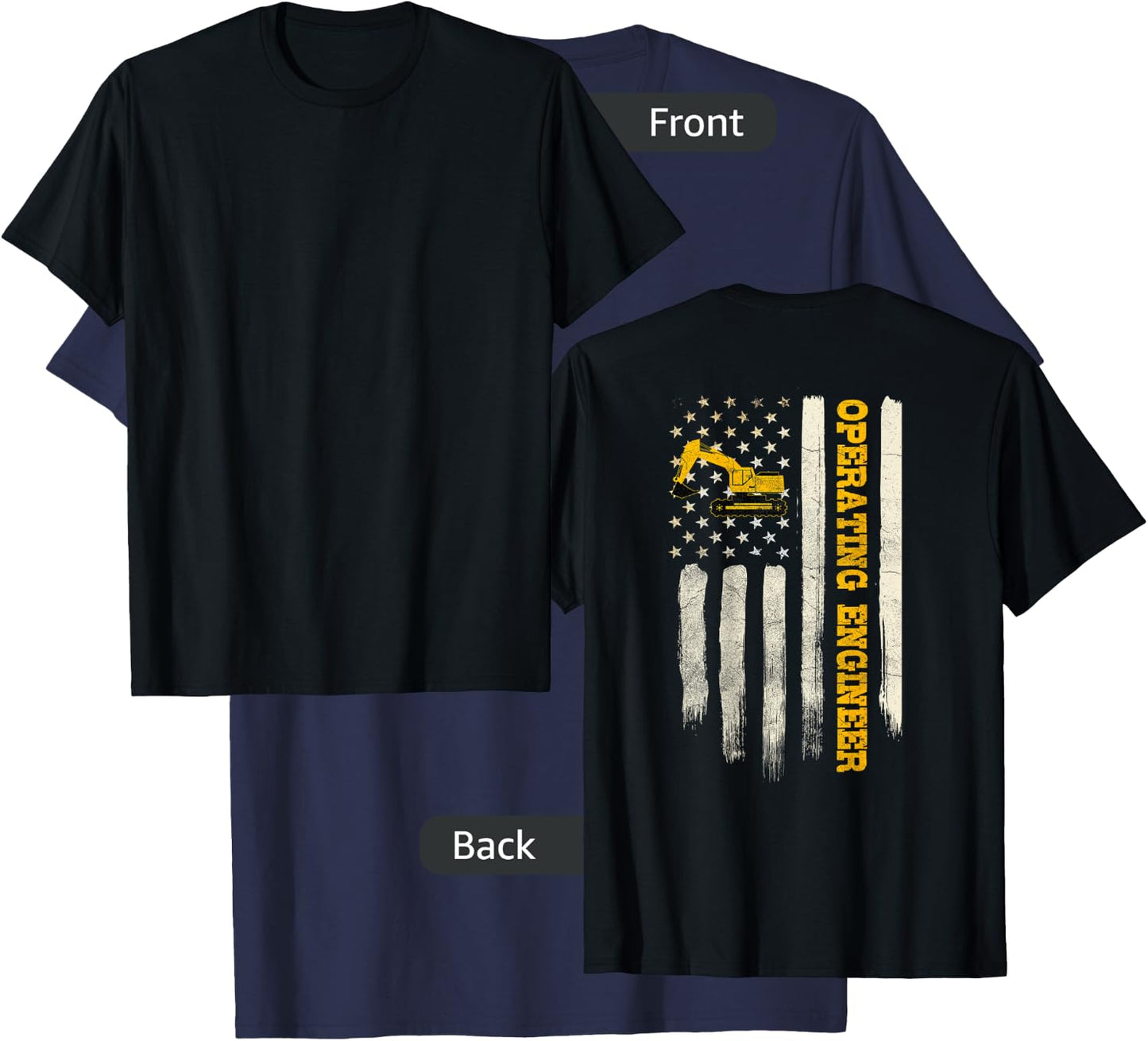 Operating Engineers Design On Back Of Clothing T-Shirt - T-Shirt | Navy