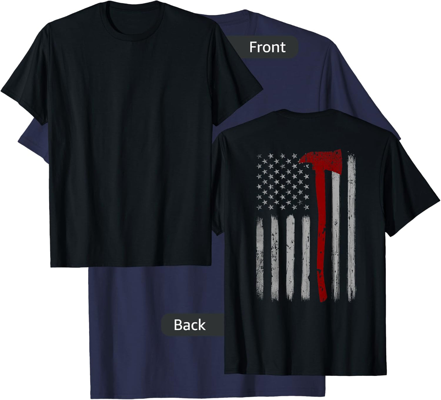 Patriotic Firefighter USA Flag Axe American Flag Fireman T-Shirt - T-Shirt | Navy