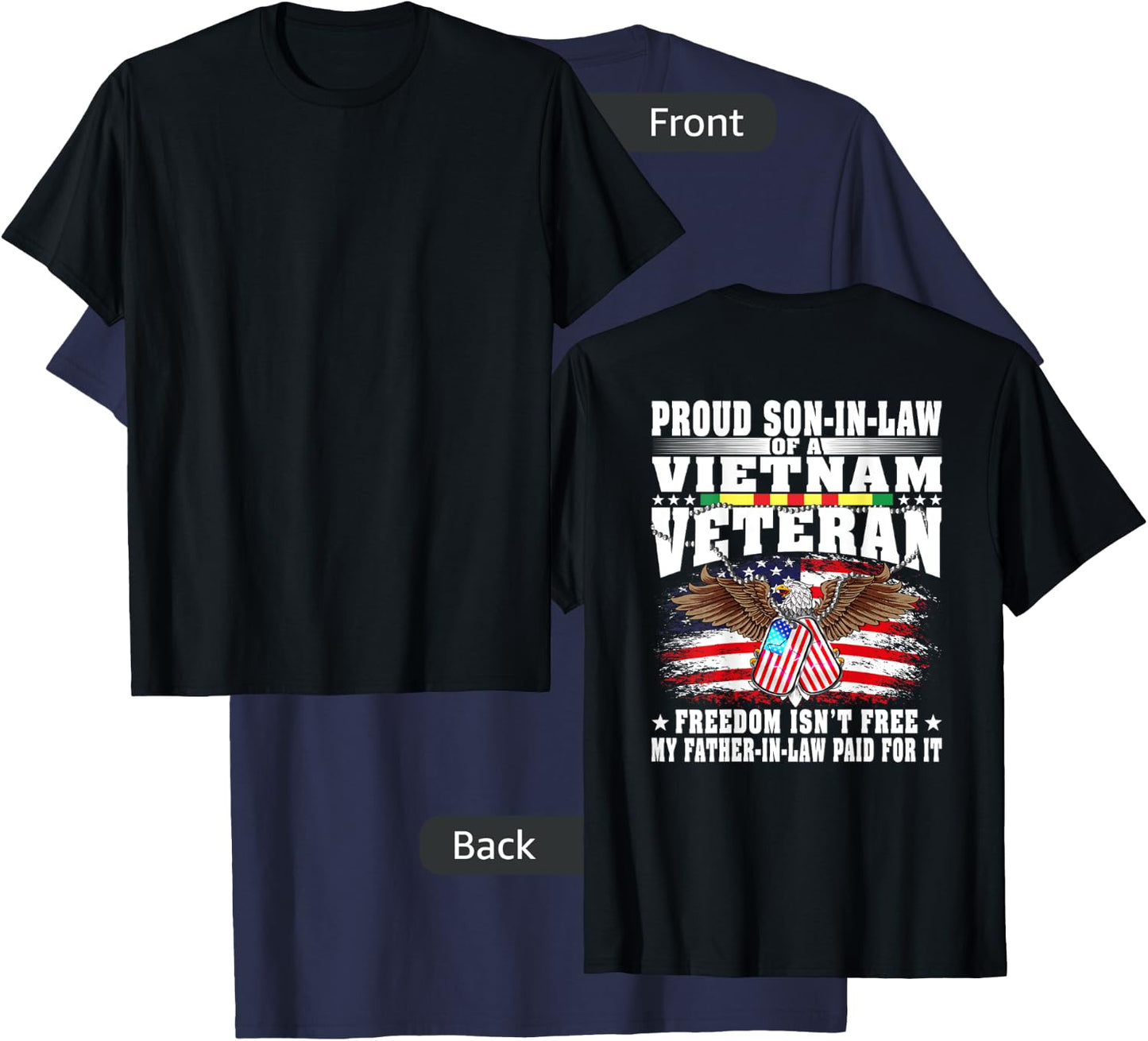 Proud Son-In-Law Of A Vietnam Veteran Military Vet's Family T-Shirt - T-Shirt | Navy