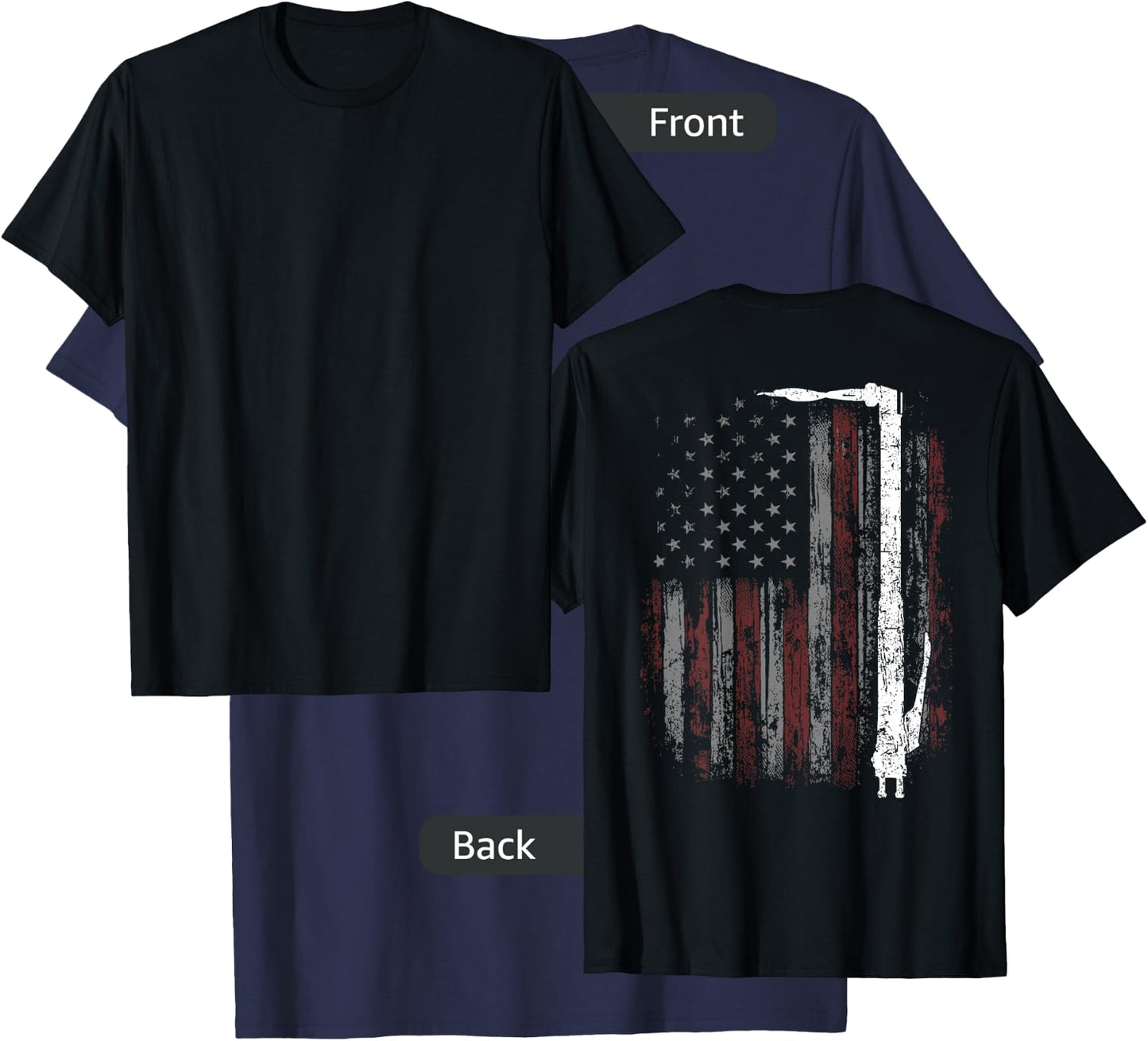 Welding Vintage Patriotic USA American Flag Welder ON BACK T-Shirt - T-Shirt | Navy