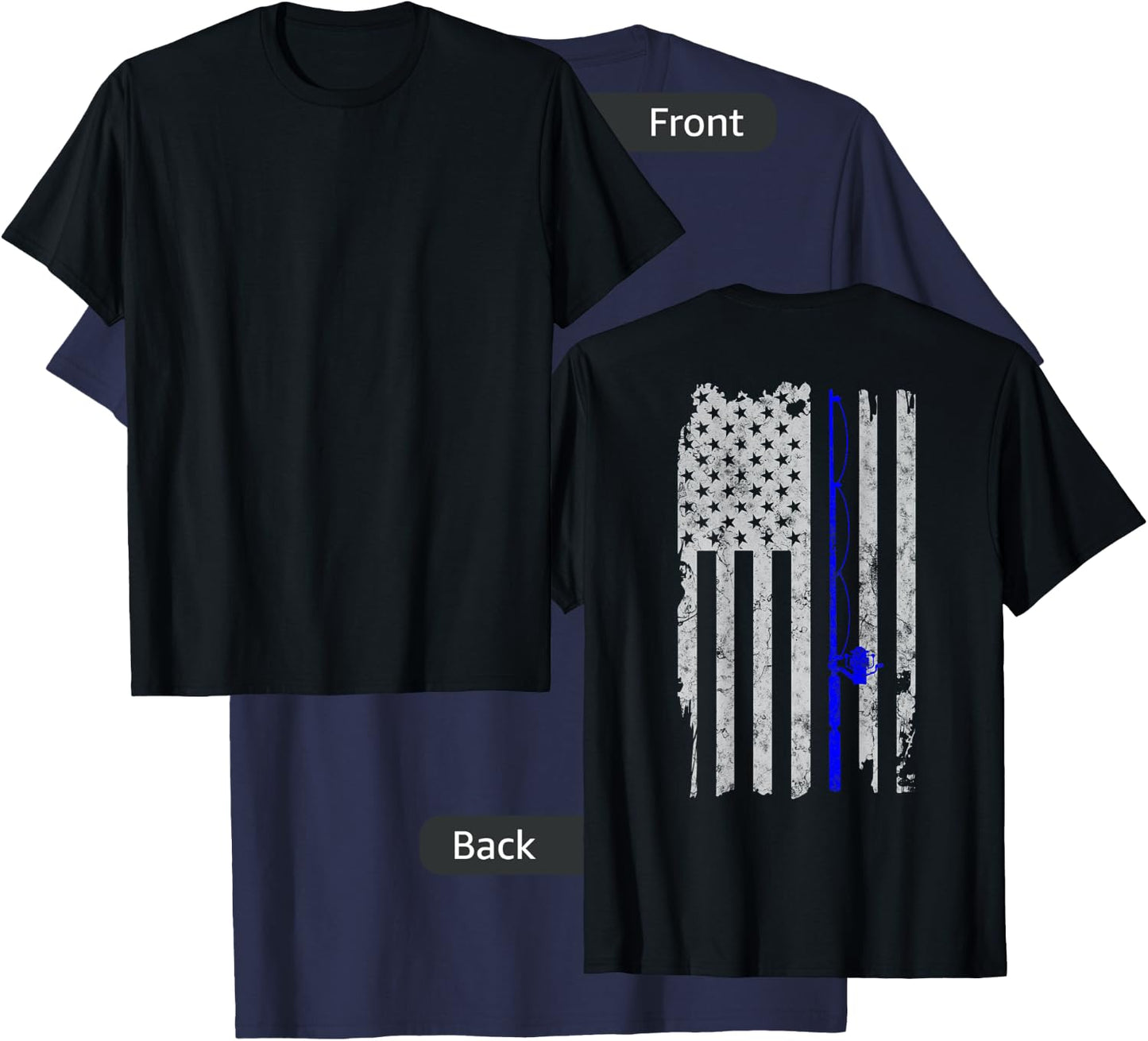 American Flag Vintage Fishing T-Shirt - T-Shirt | Navy