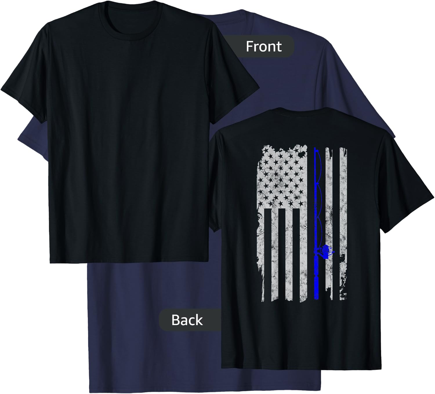 American Flag Vintage Fishing T-Shirt - T-Shirt | Navy