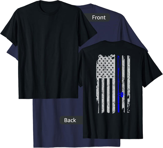 American Flag Vintage Fishing T-Shirt - T-Shirt | Navy