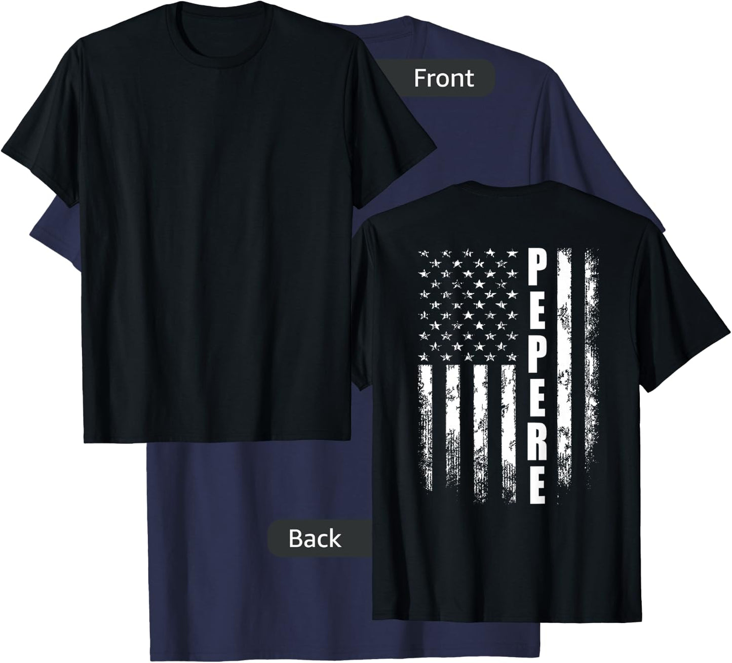 Pepere America Flag Christmas Father'day T-Shirt - T-Shirt | Navy