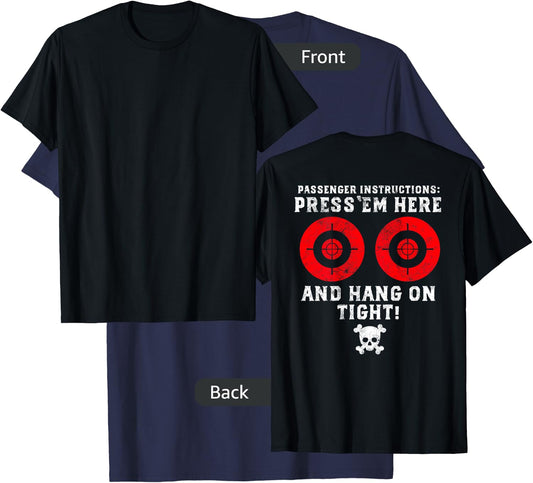 Passenger Instructions Press Em Here Funny Motorcycle Biker T-Shirt - T-Shirt | Navy