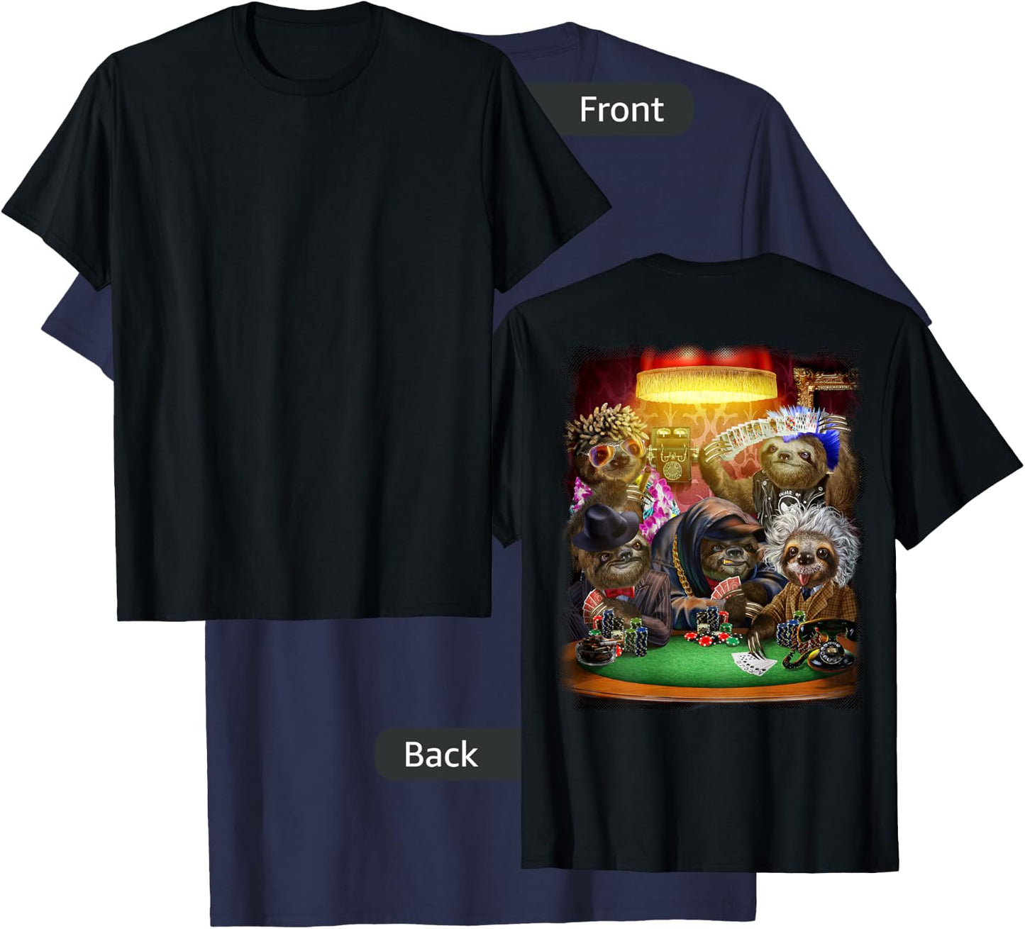 Giant Sloth Playing Poker Cards T-Shirt - T-Shirt | Navy