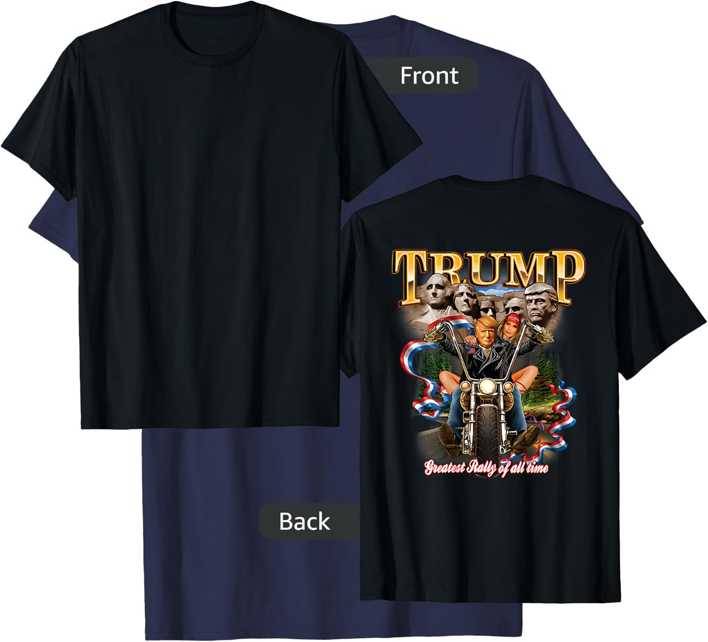 Trump Greatest Rally of All Time Motorcycle (on Back) T-Shirt - T-Shirt | Navy