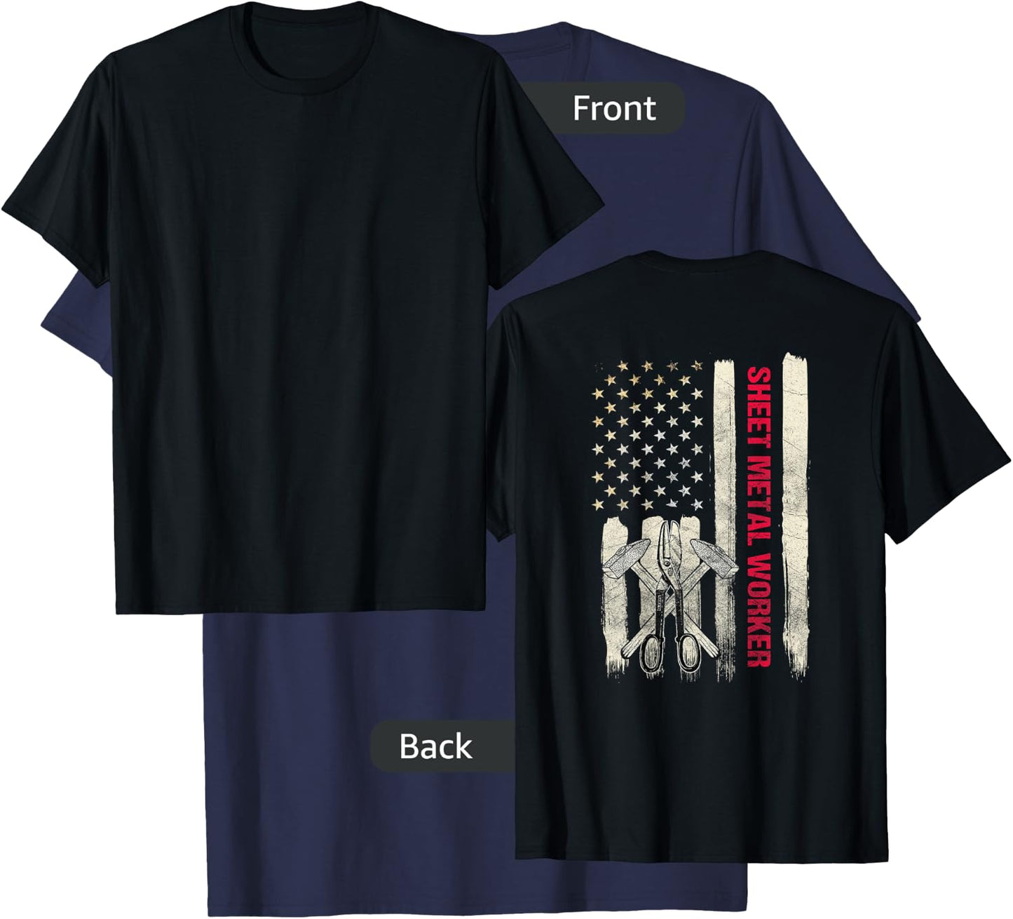 Sheet Metal Worker Design On Back Of Shirt T-Shirt - T-Shirt | Navy