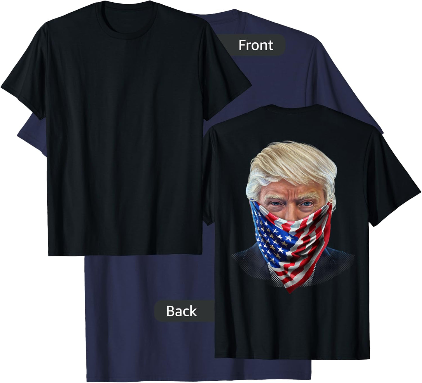 President Donald Trump in Flag of USA Bandana T-Shirt - T-Shirt | Navy
