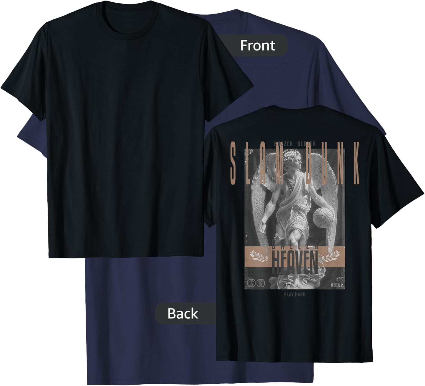 Hip Hop Vintage Edgy Urban Y2K Back Print Streetwear Angel T-Shirt - T-Shirt | Navy