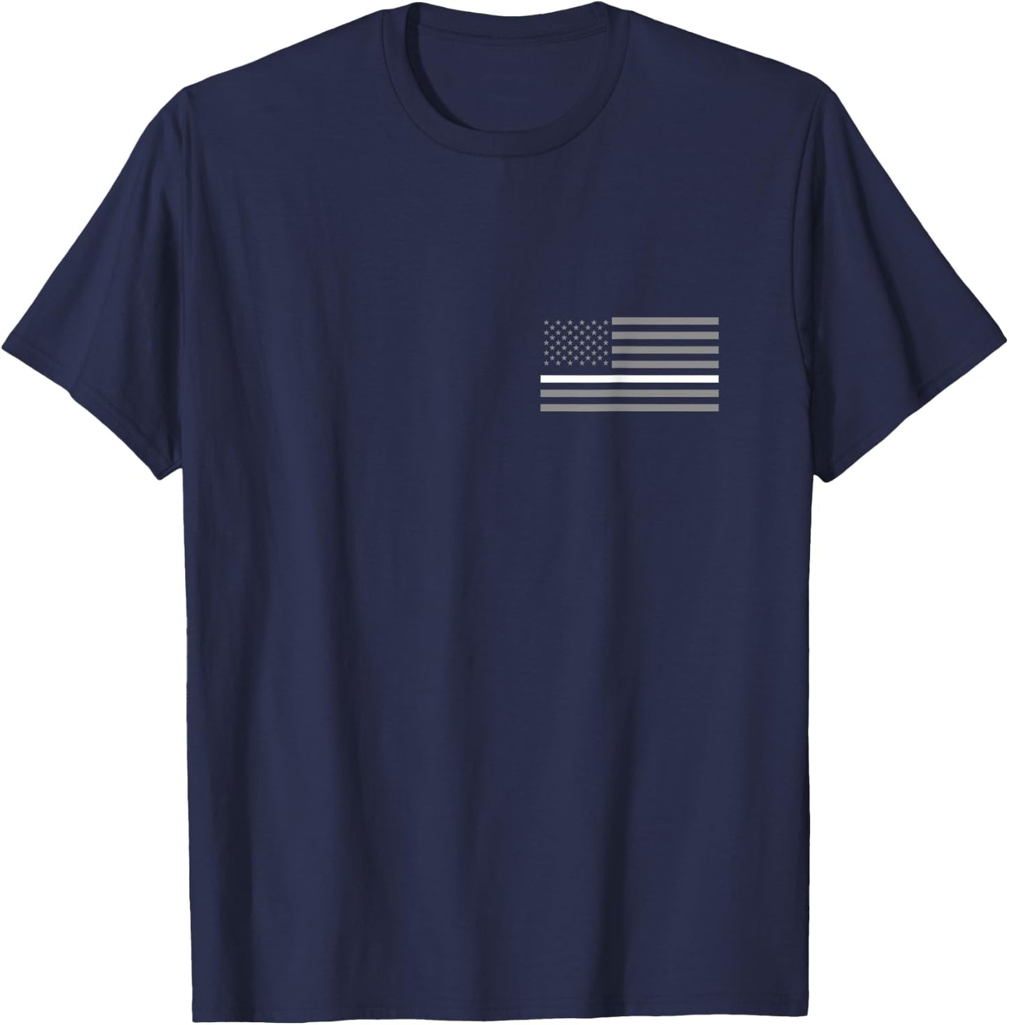 Correctional Officer Thin Silver Line American Flag Gift T-Shirt - T-Shirt | Navy