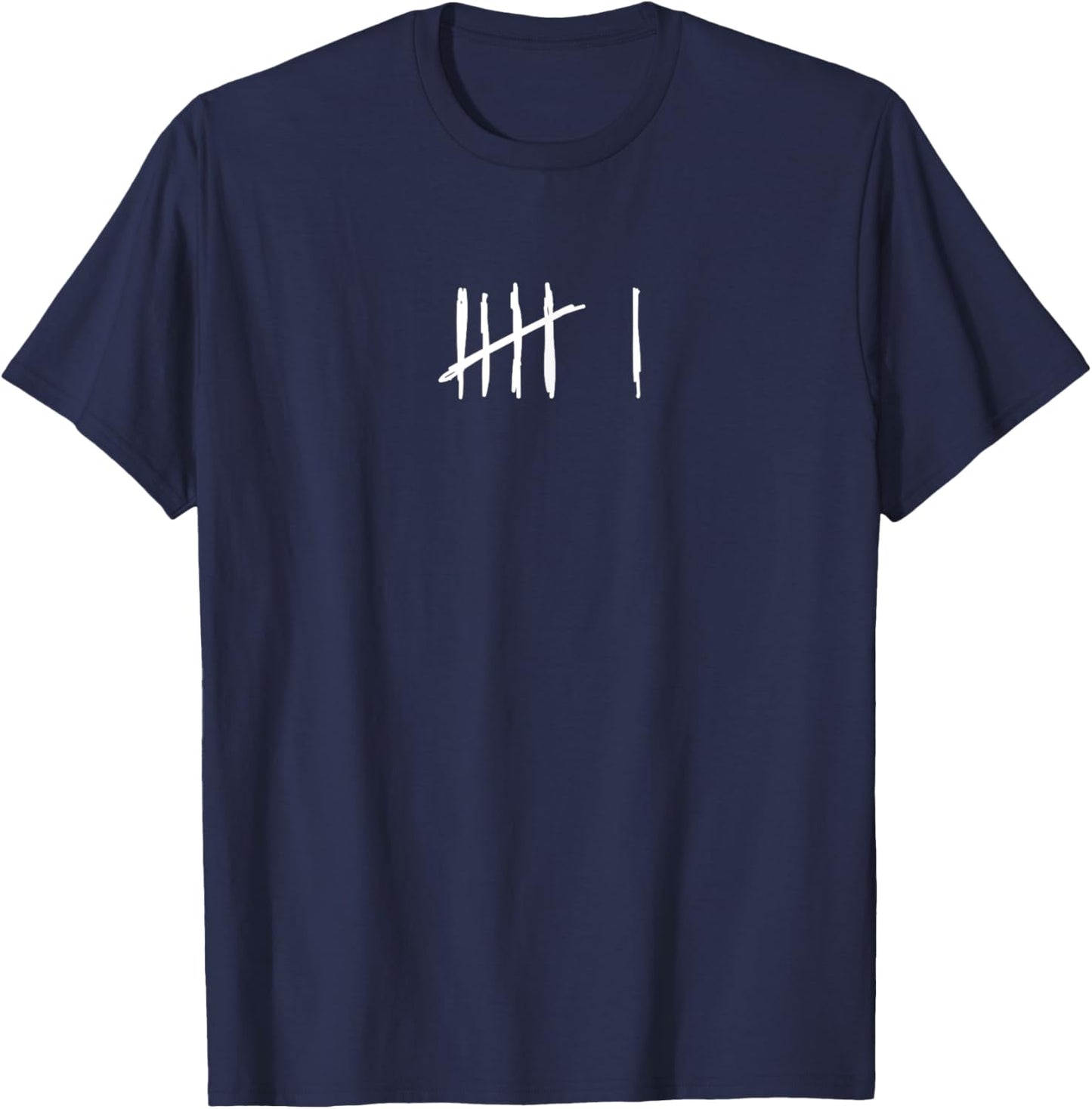 6 Years Done 6th Birthday Old Funny Tally Marks Counting T-Shirt - T-Shirt | Navy