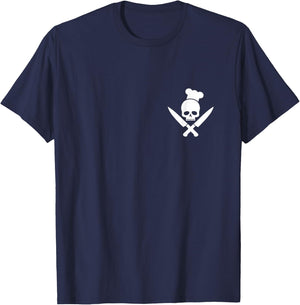 BBQ skull chef hat crossed knives barbecue master chef T-Shirt - T-Shirt | Navy
