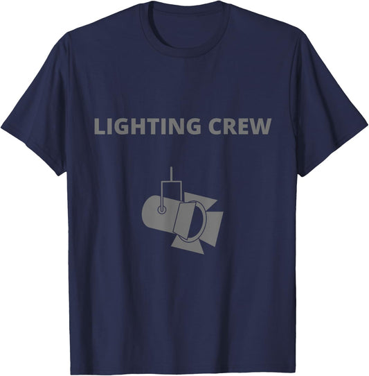 LIGHTING CREW w/ Light, Low Visibility Gray Ink, Front Print T-Shirt - T-Shirt | Navy